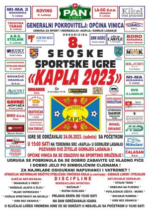 Poziv na 8. Seoske sportske igre “Kapla 2023”